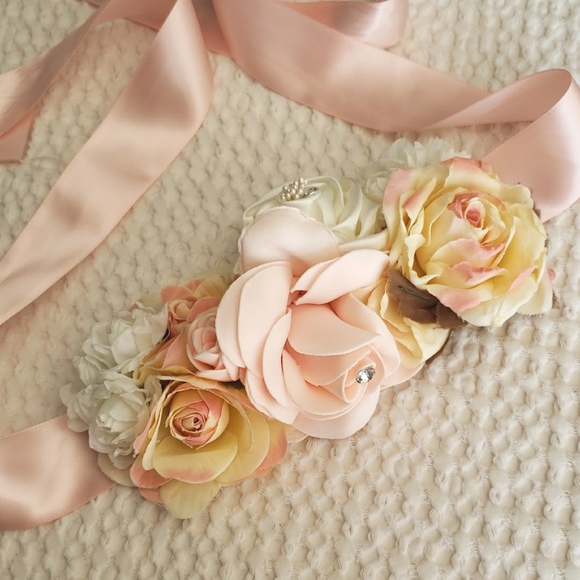 Floral Belly wrap belt pregnancy bow for baby shower - Picture 2 of 9